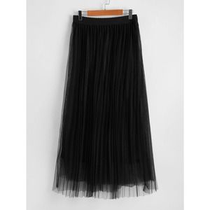 tulle tutu midi skirt Wide Waist Pleated Tulle Skirt